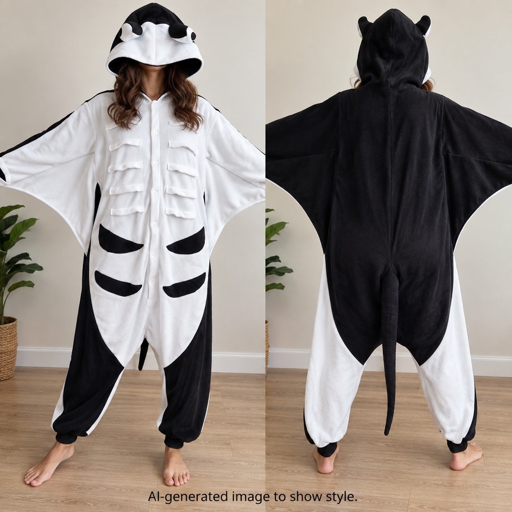 SimZoo Stingray Manta Ray Kigurumi Costume Adult Small Black White Fleece